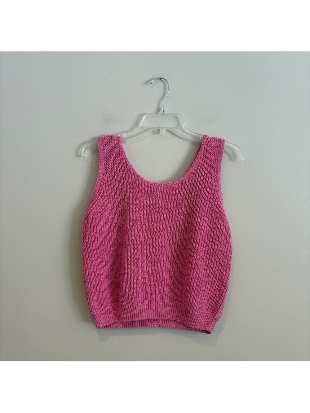 Vintage Idioms Pink Button-Back Knit Sweater Tank Top Size M